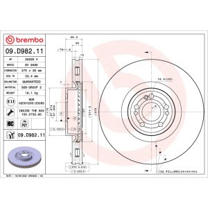 Mercedes-Benz GLS450 Brake Rotor (1) - Front Left - Brembo OE - UV Coated - `20-`23 Mercedes-Benz GLS450 Brake Rotor (1) - Front Left - Brembo OE - UV Coated - `20-`23